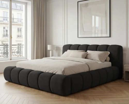 Łóżko tapicerowane z pojemnikiem na pościel Dream 180x200 czarny