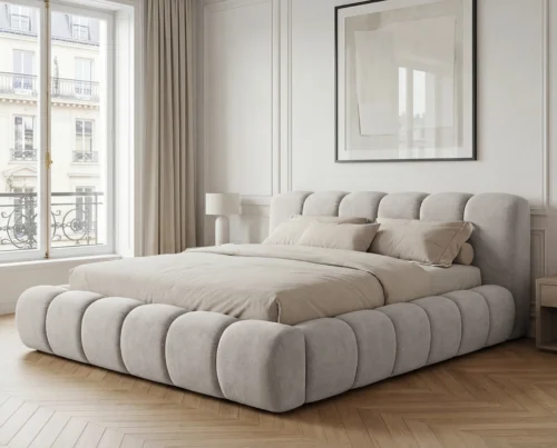 Łóżko tapicerowane z pojemnikiem na pościel Dream 120x200 jasnoszary