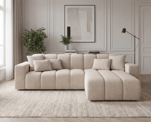 Sofa narożna L bez funkcji spania Liberty prawostronny beżowy