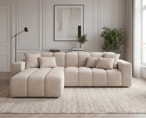 Sofa narożna L bez funkcji spania Liberty lewostronny beżowy