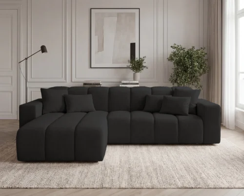 Sofa narożna L bez funkcji spania Liberty lewostronny czarny
