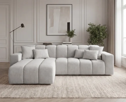 Sofa narożna L bez funkcji spania Liberty lewostronny jasnoszary