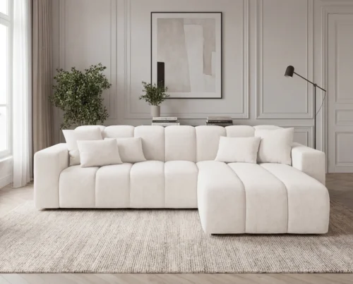 Sofa narożna L bez funkcji spania Liberty prawostronny kremowy