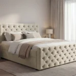 lozko-kontynentalne-z-pojemnikami-na-posciel-i-materacem-Manchester-pikowane-bezowy