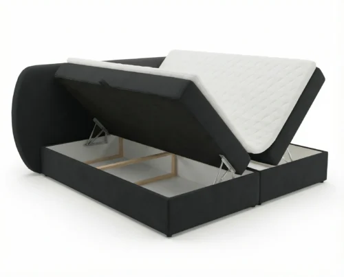 Lozko-kontynentalne-z-pojemnikiem-na-posciel-i-materacem-Bloom-czarny