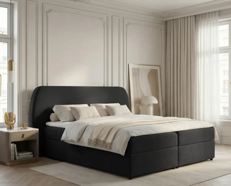 Lozko-kontynentalne-z-pojemnikiem-na-posciel-i-materacem-Bloom-czarny1