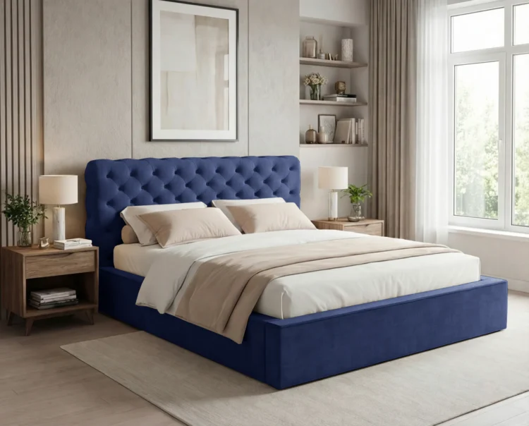 Lozko-tapicerowane-z-pojemnikiem-i-stelazem-pod-materac-pikowane-Apollo-granatowy3