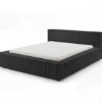 Lozko-tapicerowane-w-tkaninie-sztruks-z-pojemnikiem-i-stelazem-Leo-czarny2