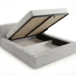 Lozko-tapicerowane-w-tkaninie-sztruks-z-pojemnikiem-i-stelazem-Leo-jasnoszary