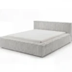 Lozko-tapicerowane-w-tkaninie-sztruks-z-pojemnikiem-i-stelazem-Leo-jasnoszary2