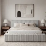 Lozko-tapicerowane-w-tkaninie-sztruks-z-pojemnikiem-i-stelazem-Leo-jasnoszary4