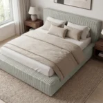 Lozko-tapicerowane-w-tkaninie-sztruks-z-pojemnikiem-i-stelazem-Leo-jasnoszary6