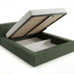 Lozko-tapicerowane-w-tkaninie-sztruks-z-pojemnikiem-i-stelazem-Leo-zielony