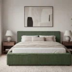 Lozko-tapicerowane-w-tkaninie-sztruks-z-pojemnikiem-i-stelazem-Leo-zielony4