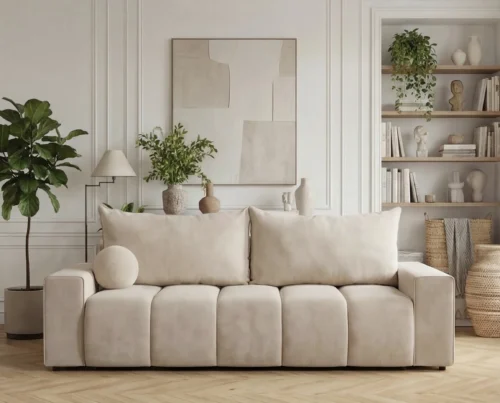 Sofa trzyosobowa z funkcją spania i pojemnikiem Vena beżowy